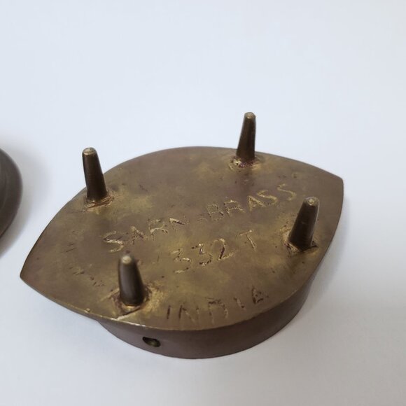 Vintage Brass Sarna India Etched Censure Incense Burner Bell 2 pc. - Picture 2 of 9